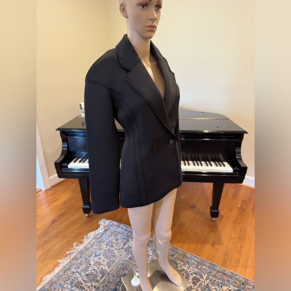 NWT Luxury Minimalist Streetwear Blogger’s Favorite Zara Neoprene Effect Jacket - Picture 9 of 11